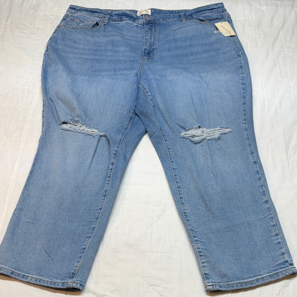 High-Rise 90s Slim Distressed Jeans - Size 24 Regular, Comfort Stretch Denim NWT